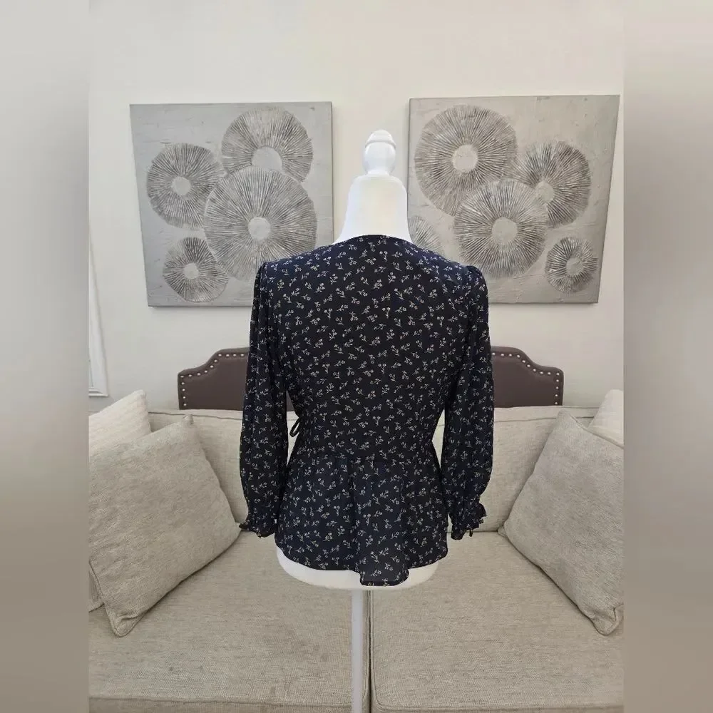 🦋MADEWELL🦋 Puff-Sleeve Peplum Wrap Top in Spring Fling - [Size Small]